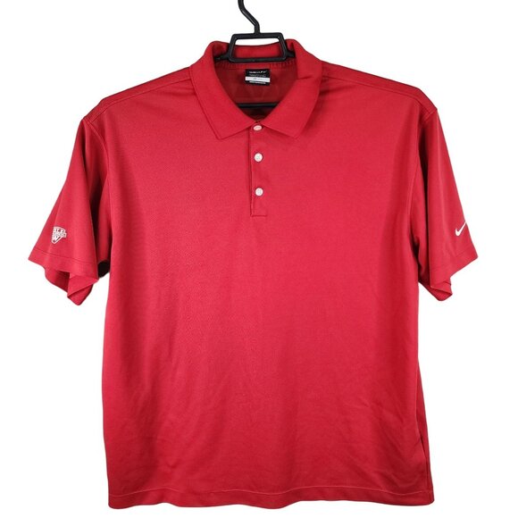 Mens Red Nike Golf Dri-Fit Polo Shirt Short Sleeve 1/4 Button Up Size XL - Picture 1 of 12